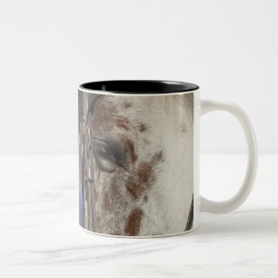 Little girl with her horse Two-Tone coffee mug