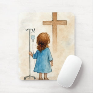 Little Girl With IV Pole and Cross Mouse Pad
