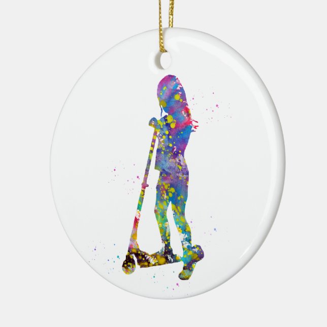 Little girl with scooter ceramic ornament (Left)