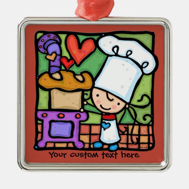 Little Girlie loves to bake bread DK RUST Metal Ornament (Front)