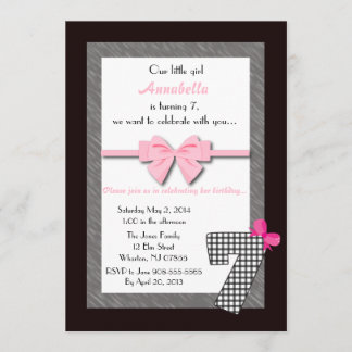 Little Girls 7th Birthday Invitation