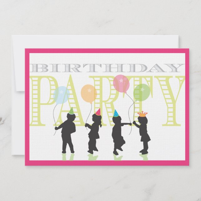 Little Girls Birthday Invitation - Pink (Front)