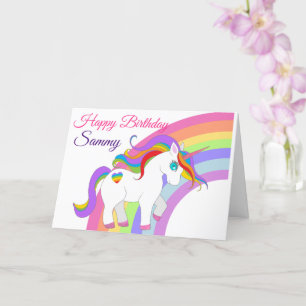 Little Girl's Birthday Unicorn Personalize Name Card