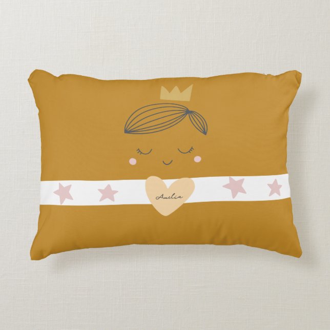 Little Girls Boho Princess Accent Pillow (Front)