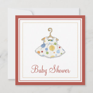 Little Girl's Dotted Dress Baby Shower Invitation