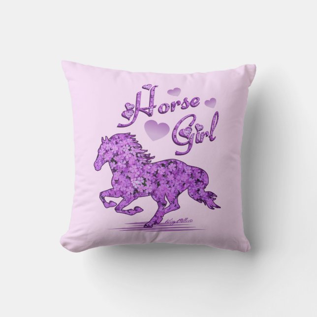 Little Girl's Horse Throw Pillow (Front)