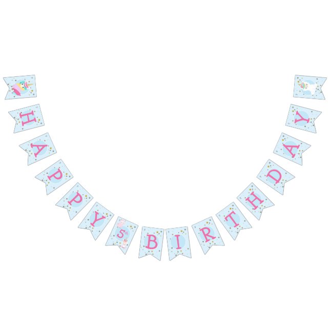 Little Girls Llamacorn Unicorn Birthday Party Bunting Flags (All)