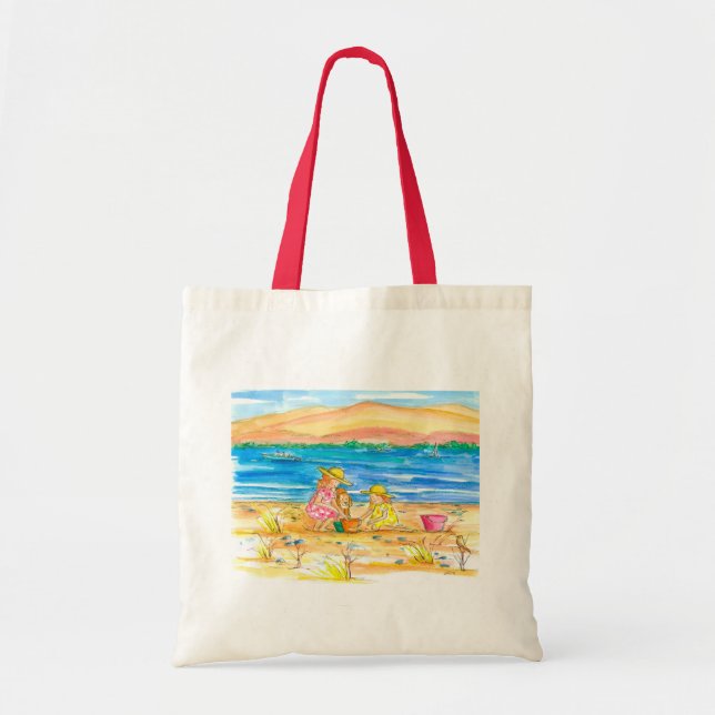 Little Girls Mountain Lake Beach Tote Bag (Front)
