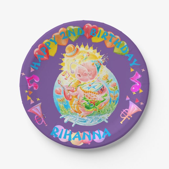 Little Girls Personalized Birthday Paper Plate (Front)
