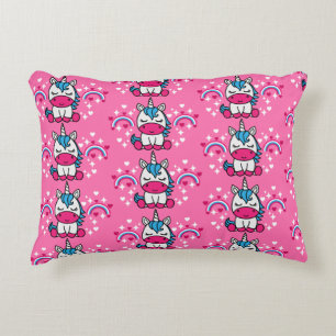 Little Girls Pink Unicorn Pony Accent Pillow