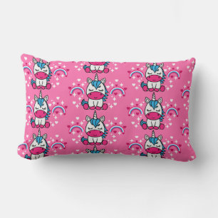 Little Girls Pink Unicorn Pony Lumbar Pillow
