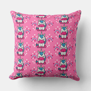 Little Girls Pink Unicorn Pony Throw Pillow