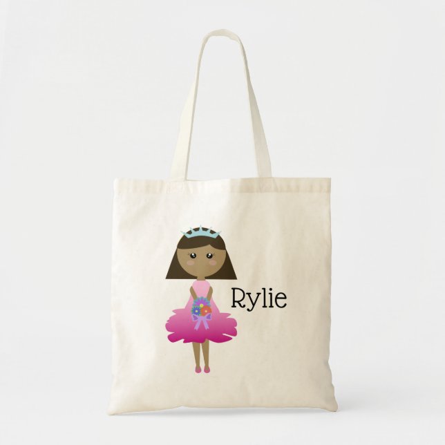 Little girls princess dance ballerina tote bag (Front)