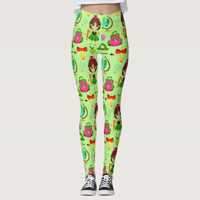 Little Girls School Pattern Leggings (Front)