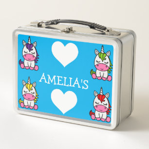 Little Girls Unicorn Back To School Metal Lunch Box