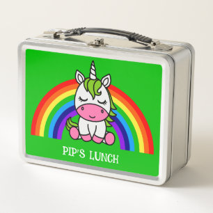 Little Girls Unicorn Back To School Metal Lunch Box