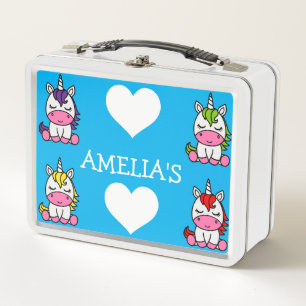 Little Girls Unicorn Back To School Metal Lunch Box