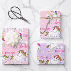 Little Girl's Unicorn Birthday Name & Age 3