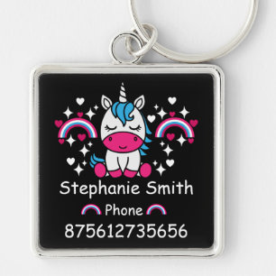 Little Girls Unicorn Lost Contact Keychain