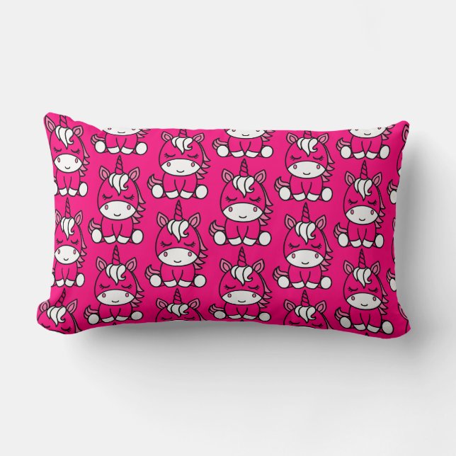 Little Girls Unicorn Pony Lumbar Pillow (Front)
