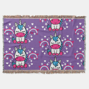 Little Girls Unicorn Pony Throw Blanket