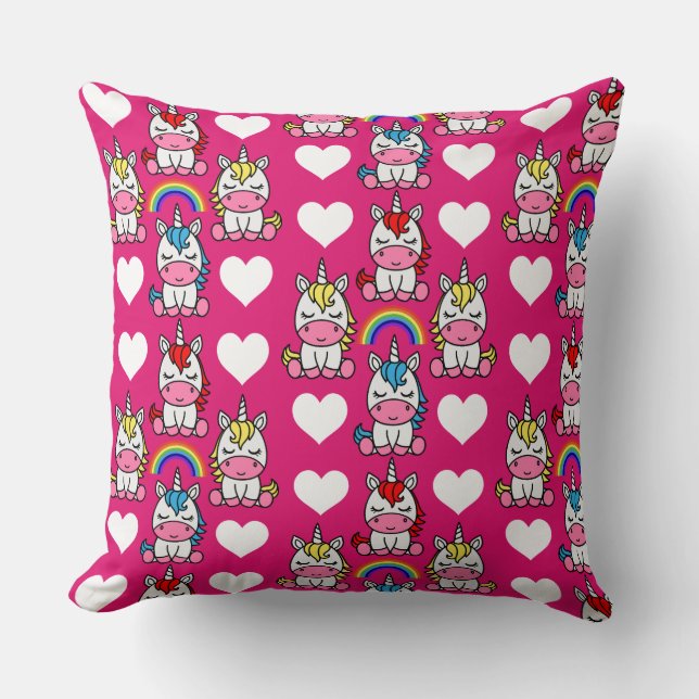 Little Girls Unicorn Pony Throw Pillow (Front)