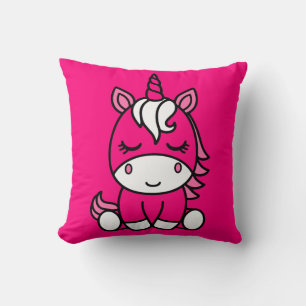Little Girls Unicorn Pony Throw Pillow