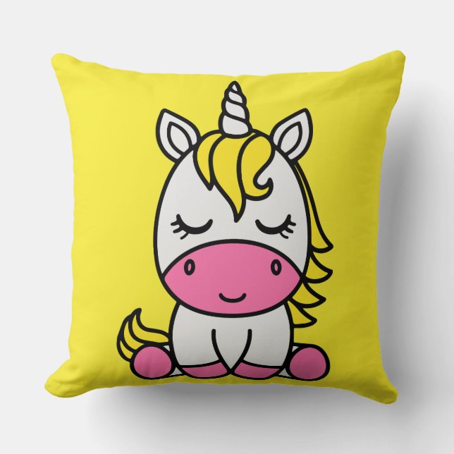Little Girls Unicorn Pony Throw Pillow (Front)