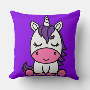 Little Girls Unicorn Pony Throw Pillow