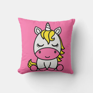 Little Girls Unicorn Pony Throw Pillow