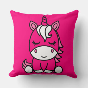 Little Girls Unicorn Pony Throw Pillow