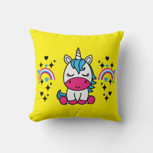 Little Girls Unicorn Pony Throw Pillow
