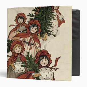 Little Girls with Holly and the Christmas Tree Binder