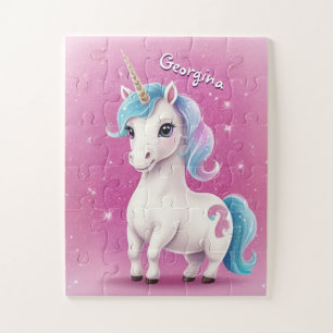 Little Glitter Unicorn Personalized Kids Jigsaw Puzzle