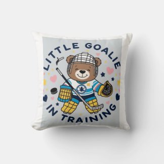 Little goalie in action throw pillow