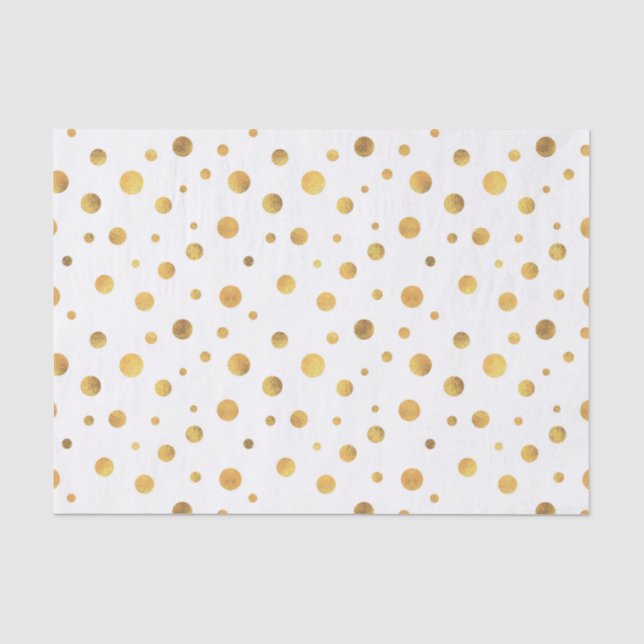 Little Gold Circles on White Elegant Tissue Tissue Paper (Front)