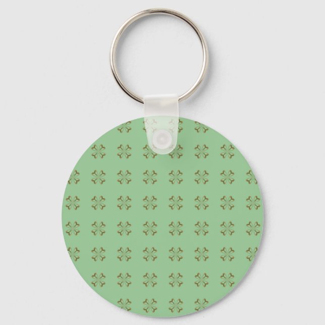 Little Gold Flowers on Mint Keychain (Front)