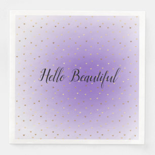 Little Gold Hearts Purple Ombre Napkin