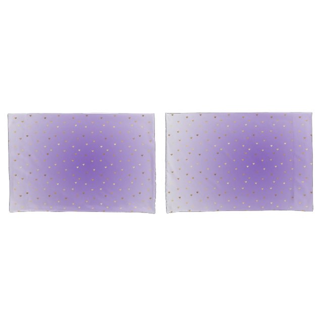 Little Gold Hearts Purple Ombre Pillowcase (Front-Set)