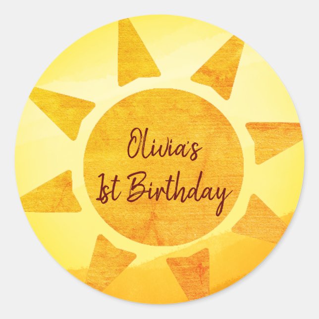  Little Gold Sunshine Boho Birthday  Classic Round Sticker (Front)