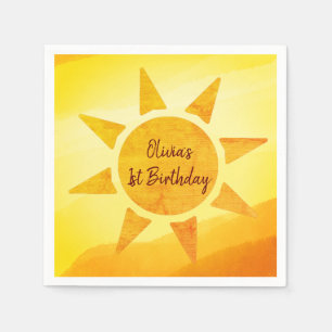 Little Gold Sunshine Boho Birthday Napkins