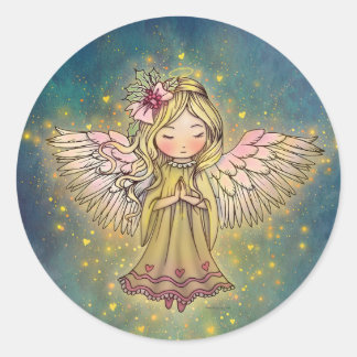 Little Golden Angel Christmas Holiday Classic Round Sticker