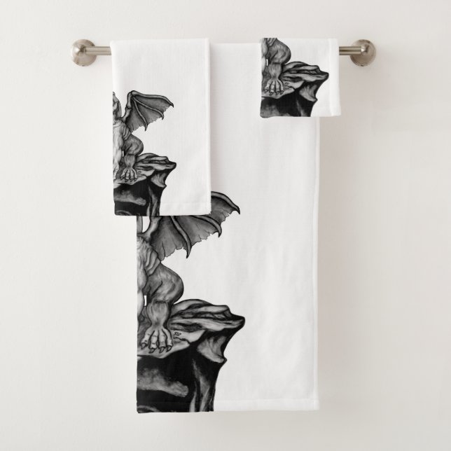 Little Golem Gargoyle Bath Towel Set (Insitu)