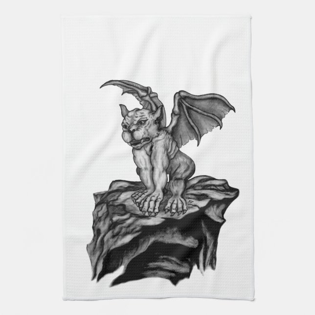 Little Golem Gargoyle Kitchen Towel (Vertical)