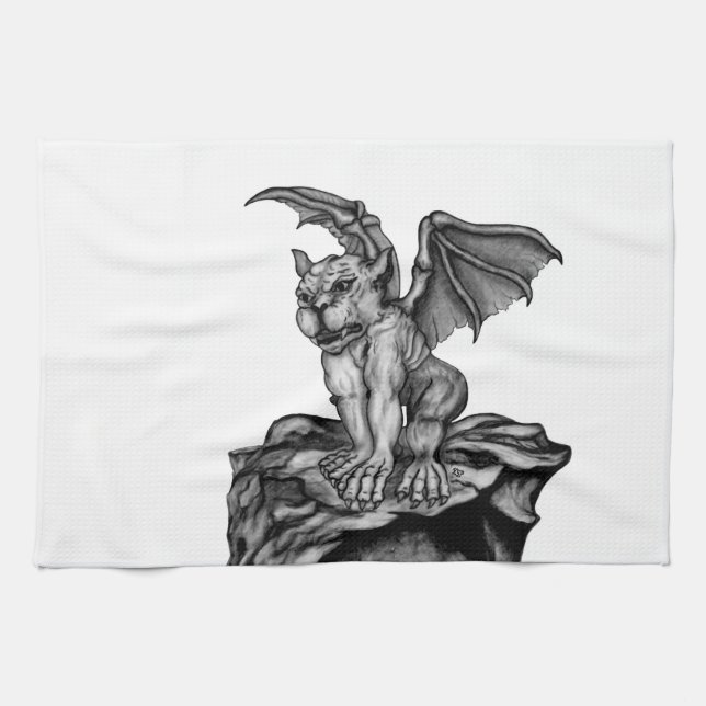 Little Golem Gargoyle Kitchen Towel (Horizontal)
