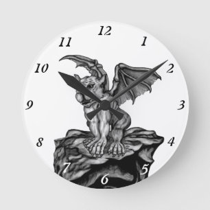 Little Golem Gargoyle Round Clock