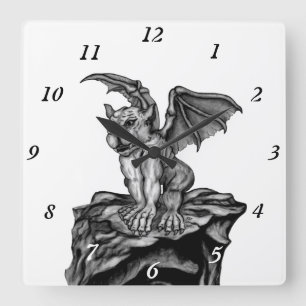 Little Golem Gargoyle Square Wall Clock