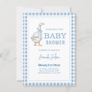  Little Goose Blue Baby shower Invitation