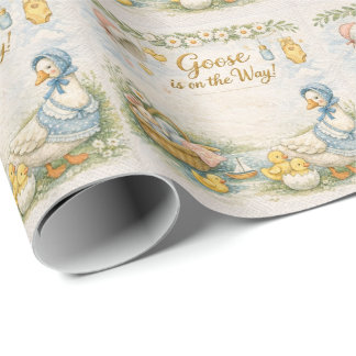 little goose is on the way  wrapping paper