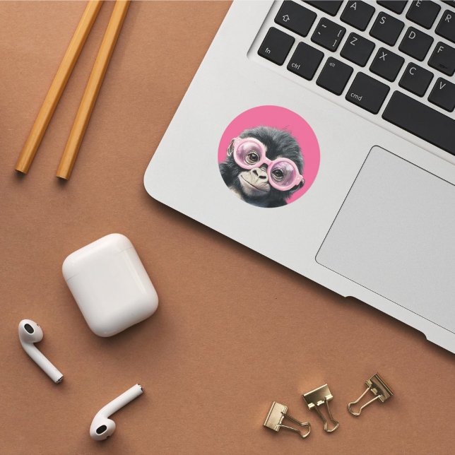 Little Gorilla with Pink Glasses Sticker (Creator Uploaded)